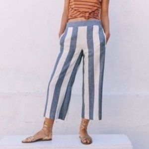 Madewell Blue and White Striped Wide Leg Pants